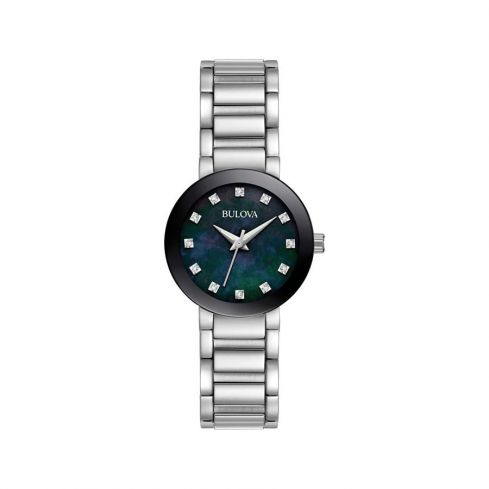 BULOVA Futuro Black Mother of Pearls Dial Stainless Steel Watch 96P172
