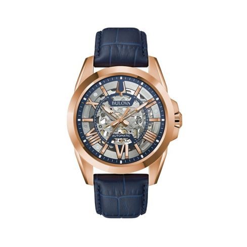 BULOVA Sutton Automatic Silver Skeleton Dial Men's Watch 97A161