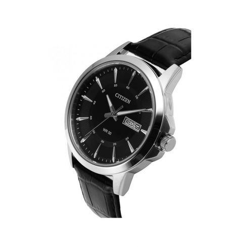 CITIZEN Black Dial Black Leather Men's Watch BF2011-01EE