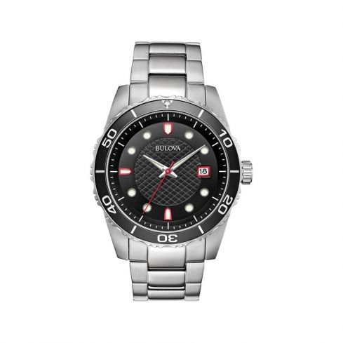 BULOVA Sport Black Dial Stainless Steel Men's Watch 98A195