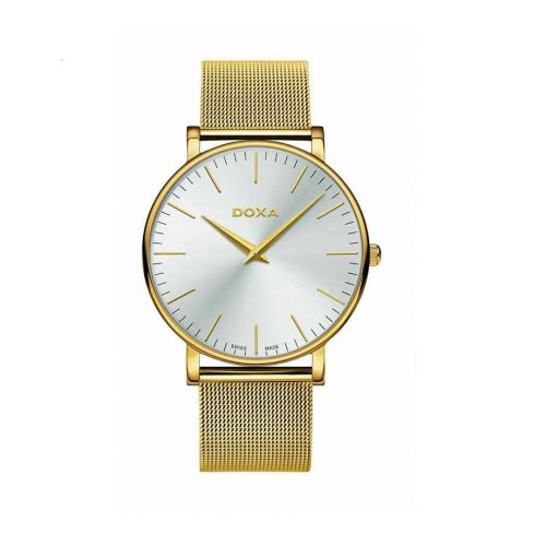DOXA D-Light Quartz White Dial PVD Gold Men's Watch