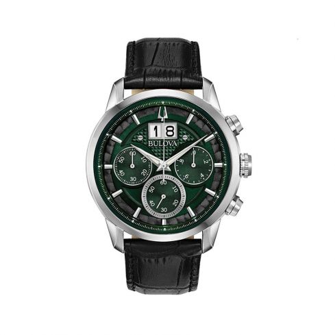 BULOVA Men's Bulova Sutton Chronograph Green and Black Dial Watch 96B310