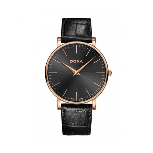 DOXA D-Light Rose Gold Plated Black Men's Watch